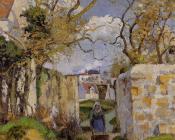 卡米耶 毕沙罗 : Peasant Pushing a Wheelbarrow, Maison Rondest, Pontoise